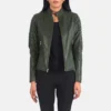 Womens Adalyn Quilted Green Leather Biker Jacket In 4 Colors Buy Adalyn Quilted Green Leather Biker Jacket For Women