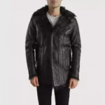 Mens Furcliff Black Leather Coat