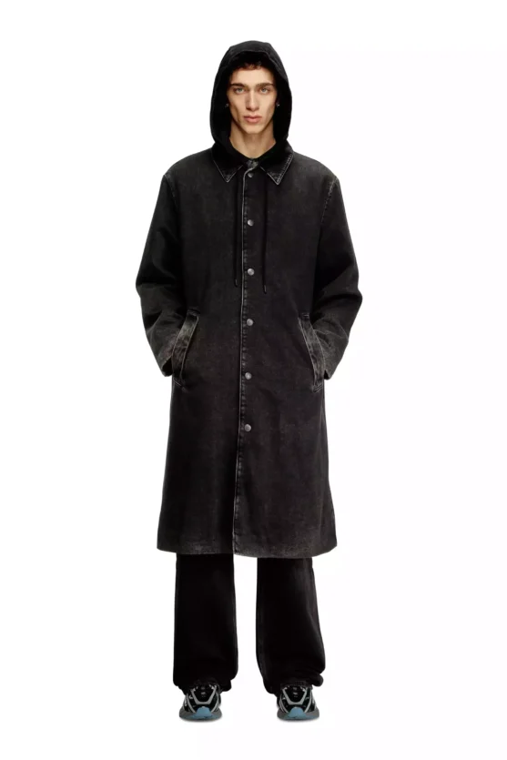 Diesel - Hybrid coat in denim and jersey - Denim Jackets - Man - Black