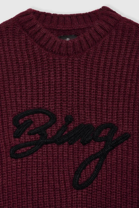ANINE BING Sydney Crew Sweater Signature in Zinfandel - Image 3