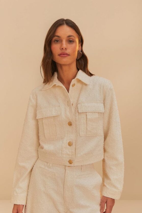 off-white twill laser crop jacket