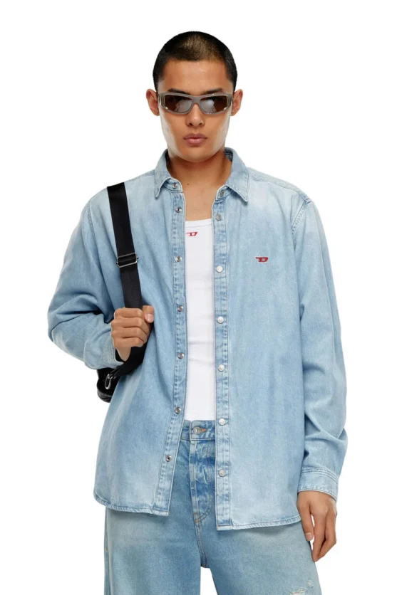 Diesel Men's Blue Denim Shirt - Regular Fit, Eco-Friendly Cotton