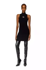 Diesel Short Ribbed Knit Turtleneck Dress: Unleash Bold Black Elegance for Women
