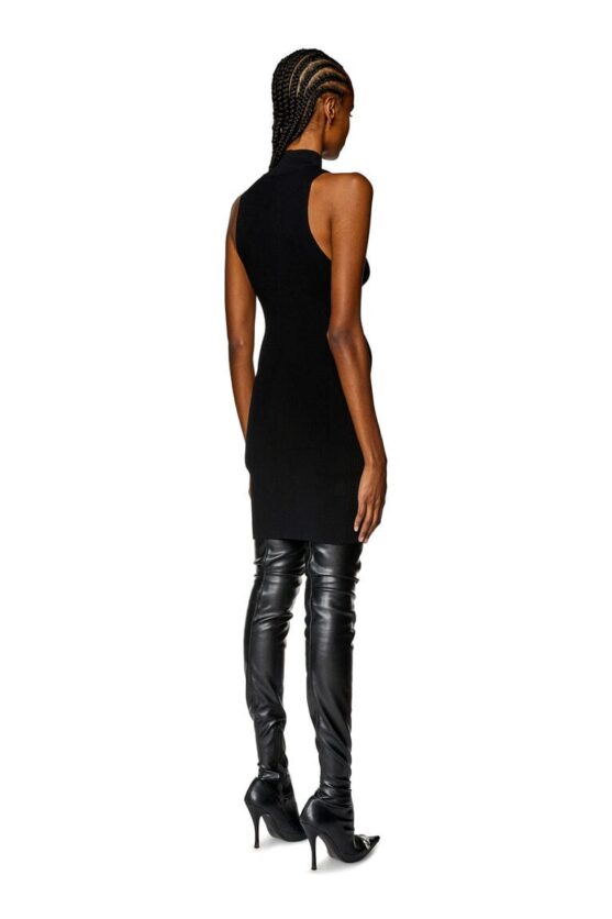 Diesel Short Ribbed Knit Turtleneck Dress: Unleash Bold Black Elegance for Women