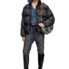 Diesel Faded Denim Puffer Jacket - Unisex Winter Jacket in Black
