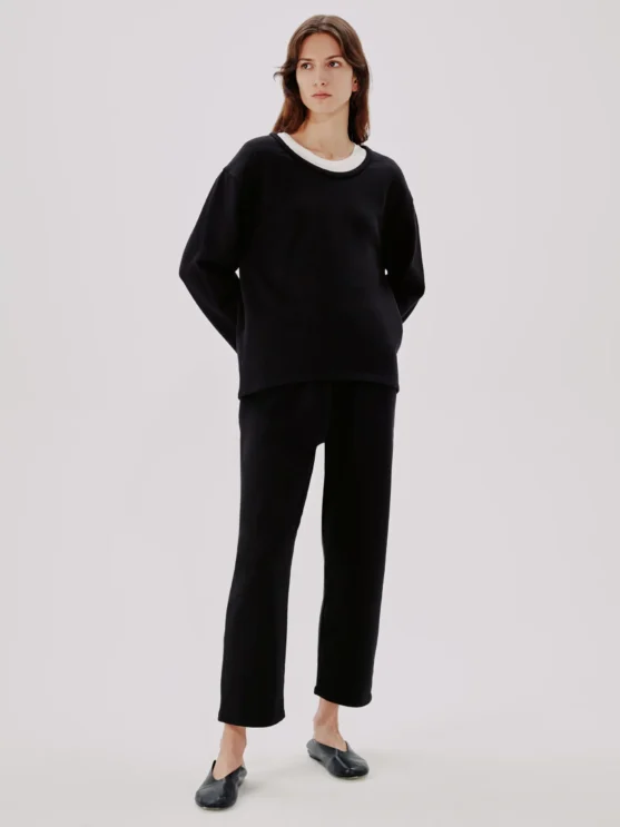 Top-Rated Scoopneck Sweatshirt - Organic Cotton - Black & White | AnotherTomorrow