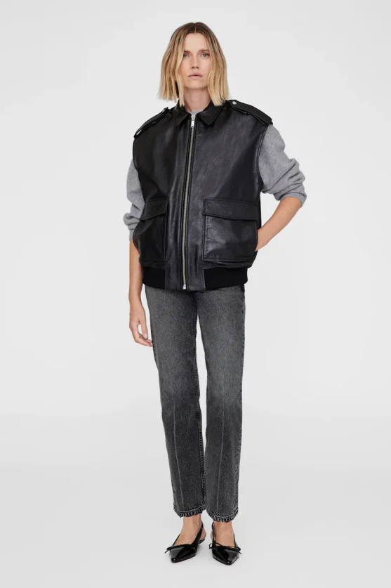 ANINE BING Sonnie Vest in Black Leather – Unleash Fierce Elegance & Edge
