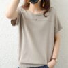 Women’s Cotton T Shirt, Knit Cotton Tee, Relaxed Fit Shirt