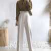 Chic Loose-Fit Women's Work Pants - Elegant High-Waist Design
