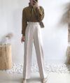 Chic Loose-Fit Women's Work Pants - Elegant High-Waist Design