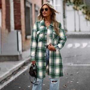 Women's Long Plaid Shirt Jacket - Image 3