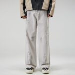 American Street Style Men's Tie-Dye Washed Jeans Men - Mid Waist Loose Fit | Paris Gray Denim Pants for Teenagers