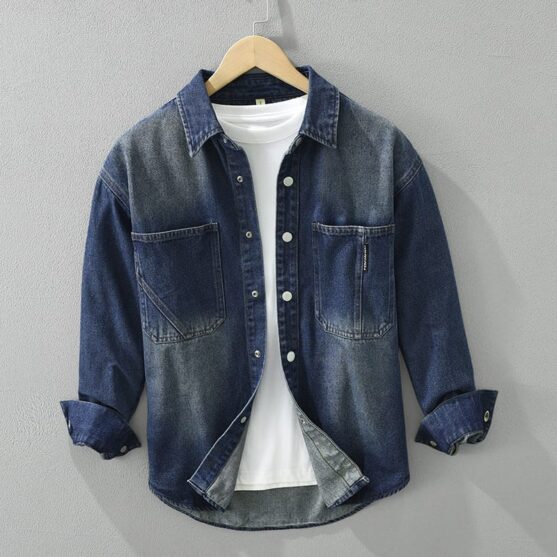 Premium Men's Shirt Jacket - Solid Colors, Loose Fit, Pure Cotton - Image 6