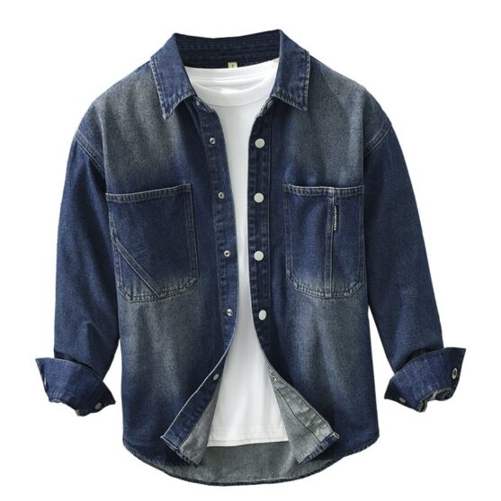 Premium Men's Shirt Jacket - Solid Colors, Loose Fit, Pure Cotton - Image 2
