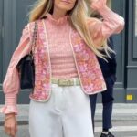 Women‘s European and American fashion autumn small floral double-sided cotton vest women‘s vest coat