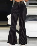 Ladies' Slim Fit High Waisted Pants - Solid Color Hollow Out Fashion