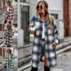 Women's Long Plaid Shirt Jacket