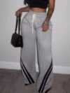 Women's Solid Color Lace-Up Casual Sports Pants - Loose Fit & Fashionable Style