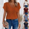 Women's Short Sleeve Crochet Lace Blouse - Casual Summer Tops in Multiple Colors