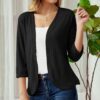Cropped Womens 3 4 Sleeve Cardigan Petite