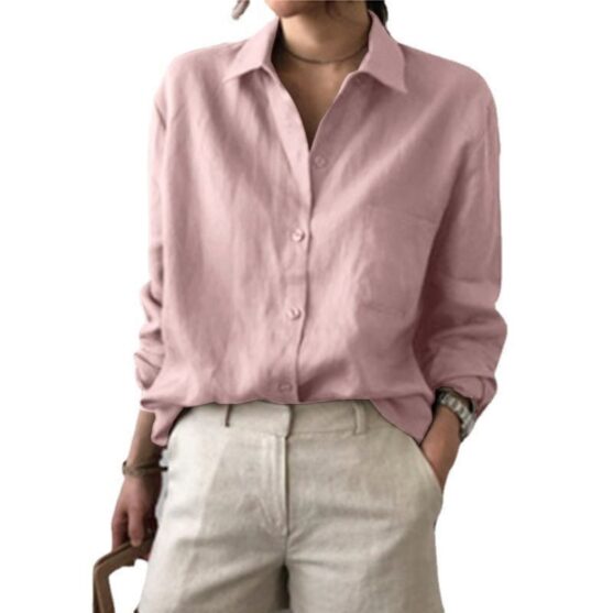 Long sleeve cotton color shirt ladies - Image 7