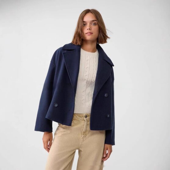 Stylish Short Double-Breasted Coat for Women - Image 2