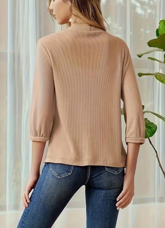 Cropped Womens 3 4 Sleeve Cardigan Petite - Image 5