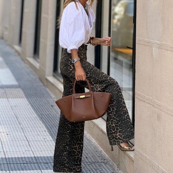 Leopard Print Straight Leg Pants - Image 4