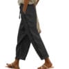 Women's elastic waist cropped pants with pockets - Image 3
