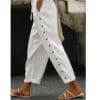 Women's elastic waist cropped pants with pockets - Image 8