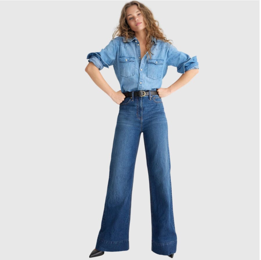 Best stretchy wide leg jeans for women high waisted