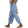 Women's elastic waist cropped pants with pockets - Image 2