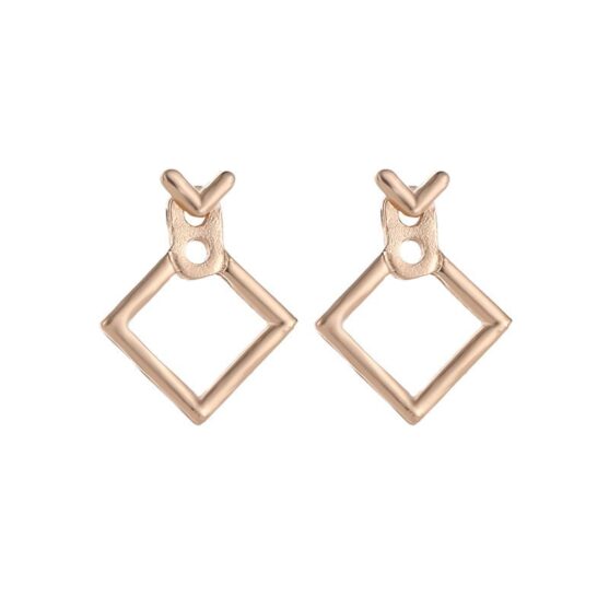 Women hollow diamond square stud earrings - Image 3