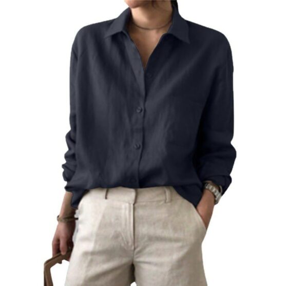 Long sleeve cotton color shirt ladies - Image 9