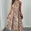 Flirty retro floral midi dress casual