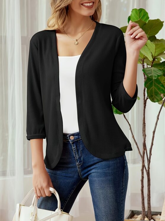 Cropped Womens 3 4 Sleeve Cardigan Petite - Image 2