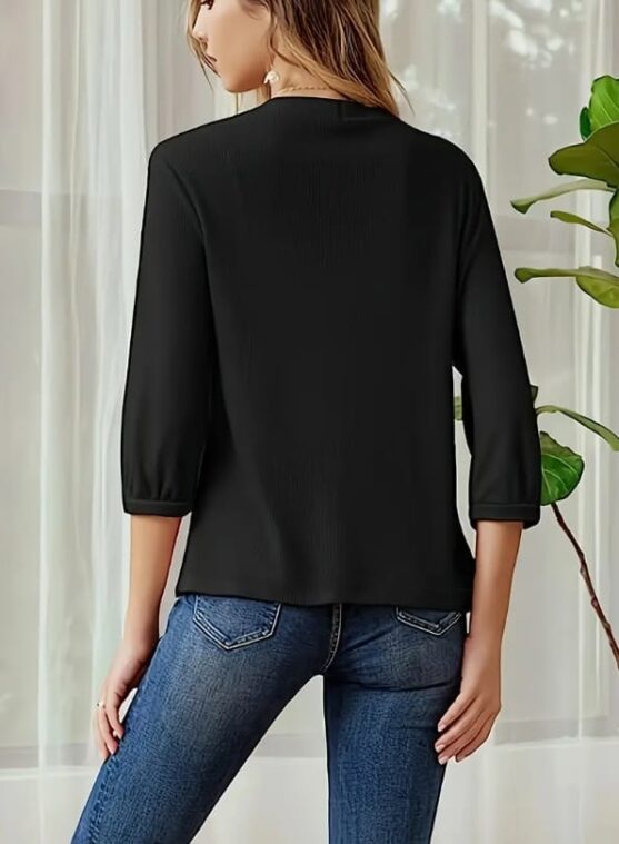 Cropped Womens 3 4 Sleeve Cardigan Petite - Image 4