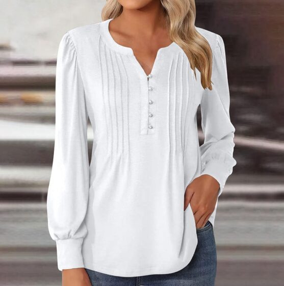 White Long Sleeve Blouse - Image 5