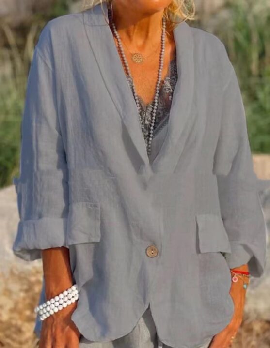 Pure cotton linen jackets for women - Image 7