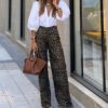 Leopard Print Straight Leg Pants