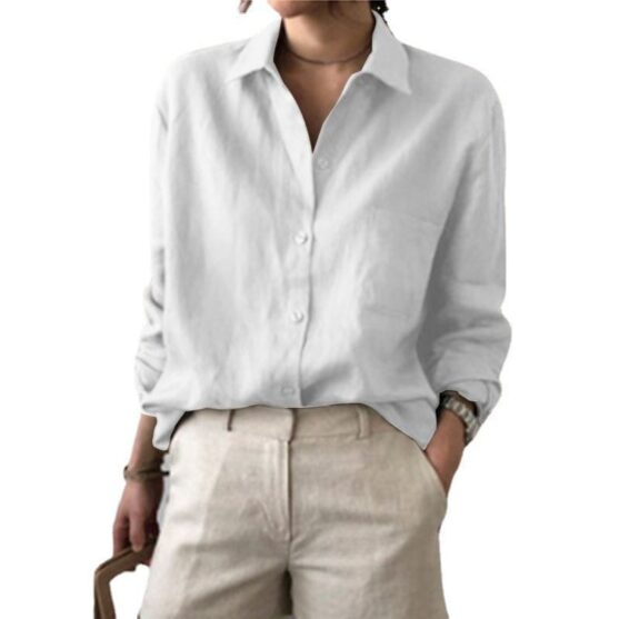 Long sleeve cotton color shirt ladies - Image 2