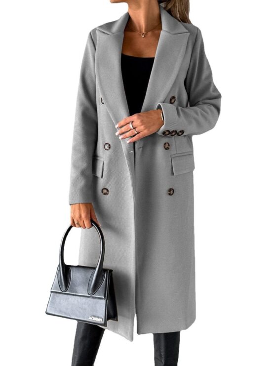 Double Breasted Long Coat For Women - Image 10