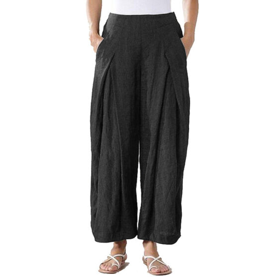 Women's Cotton Straight Leg Pants with Pockets - Image 2
