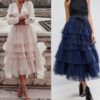 Long stylish layered tulle skirts for women