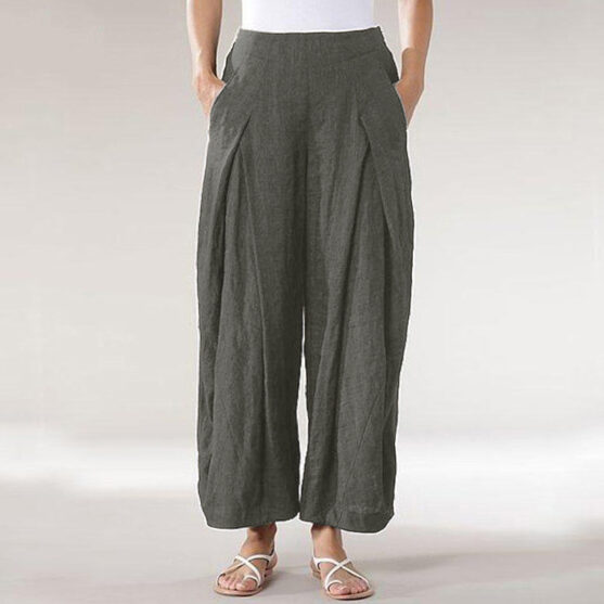 Women's Cotton Straight Leg Pants with Pockets - Image 4