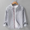 Men's Cotton Blend Cardigan Shirt Long Sleeve