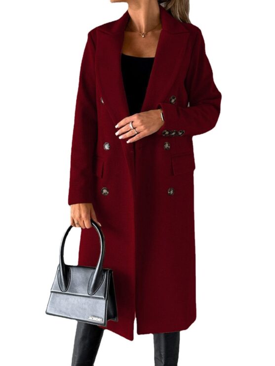 Double Breasted Long Coat For Women - Image 8