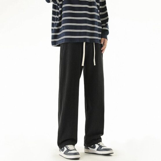 Men's Wide Leg Cotton Pants - Casual Relaxed Fit - Image 5