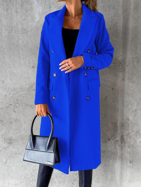 Double Breasted Long Coat For Women - Image 9