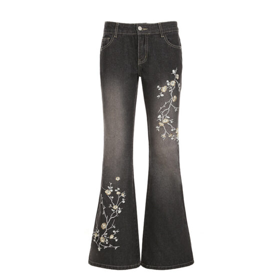 Flower Embroidered Jeans Womens - Image 6
